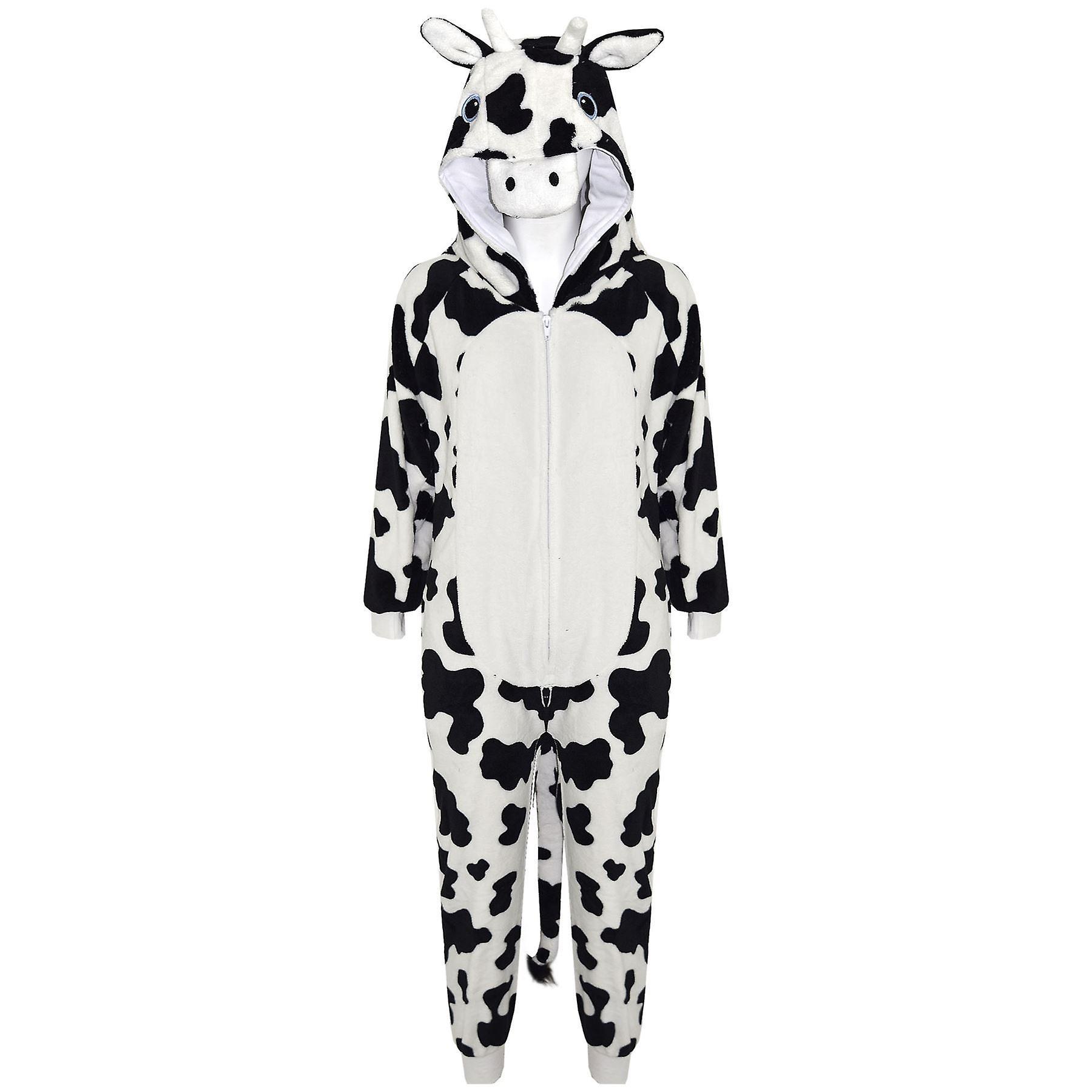 A2Z 4 Kids Unisex Fleece Cow Print Loungewear Onesie 9-10 Years