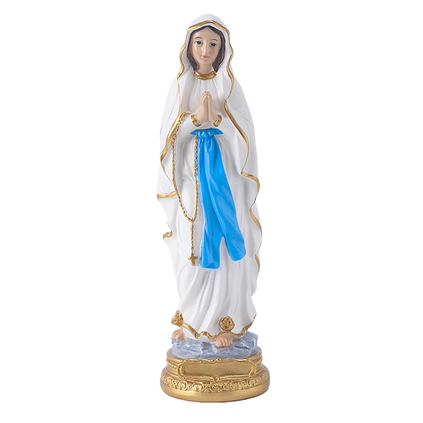 Reheyre Miniature Statue  Clear Texture Stable Base Resin Virgin Mary Figurine Sculpture Home Decor A