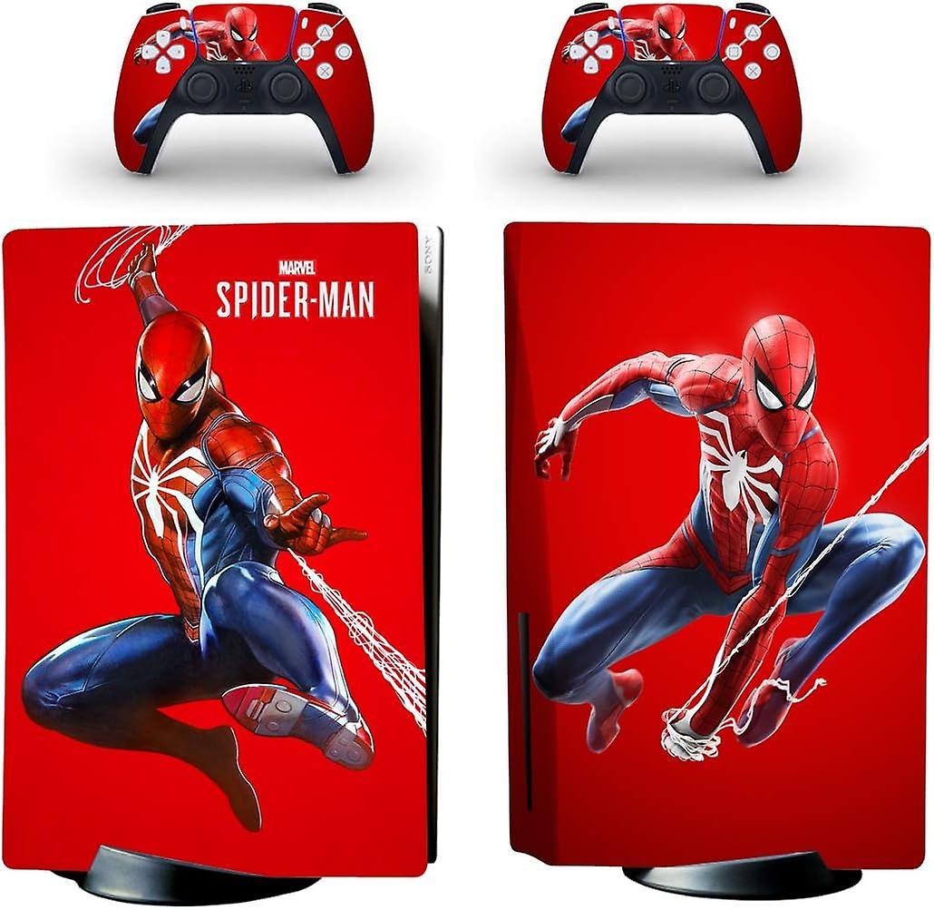 Heytea PS5 Standard Disc Console Controllers Skin Super Hero Sticker Decal PS5 Console and Controllers Red Spider