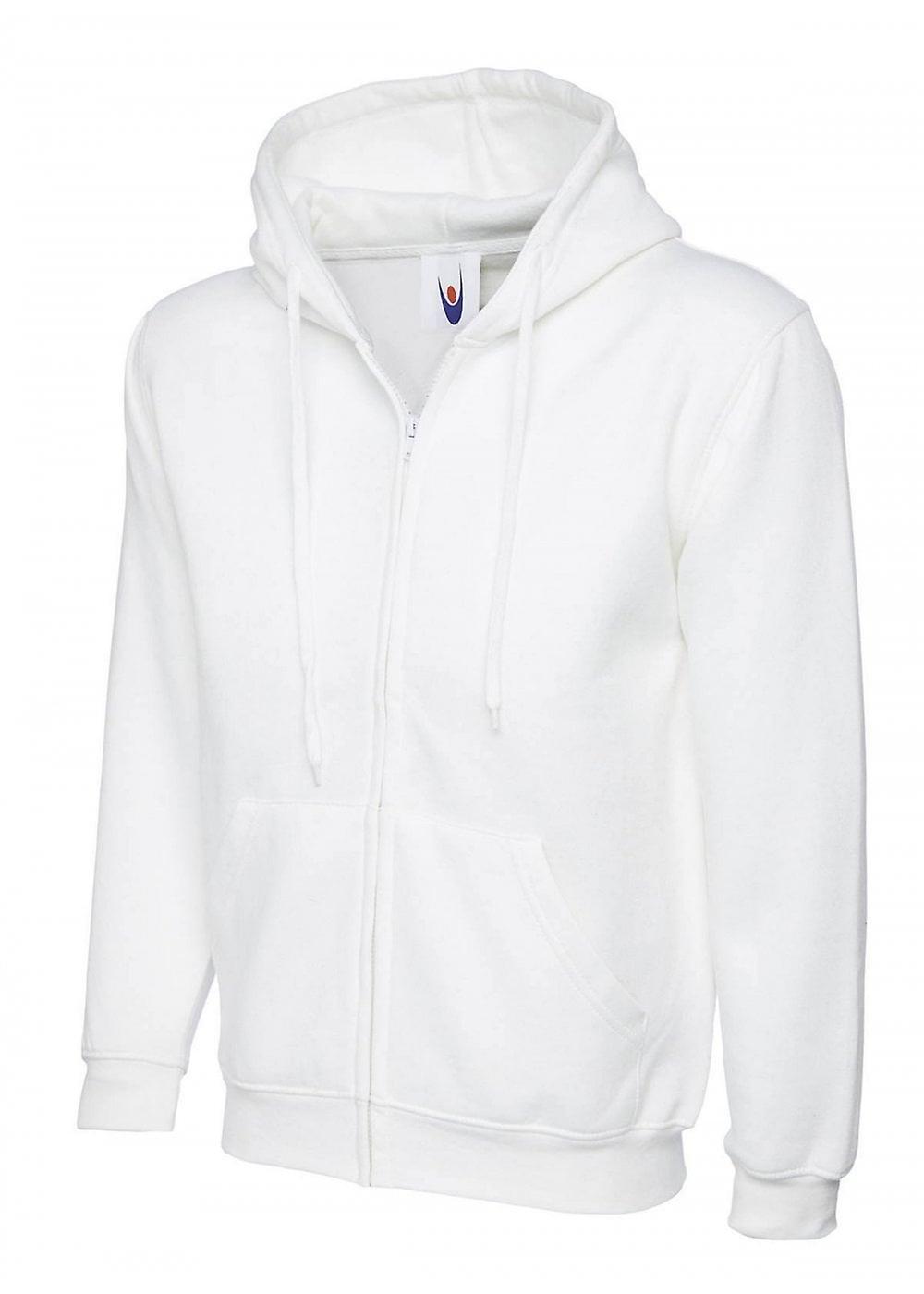 Men's Uneek Adult Classic Full Zip Hooded Sweatshirt UC504 White L