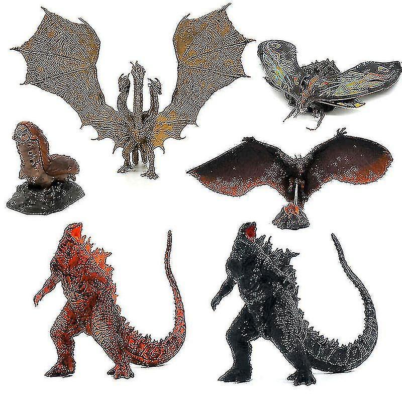 Mingerda Godzilla 6pcs Pack King Of Monsters 5 Toy Model Set Gift Ghidorah Mothra