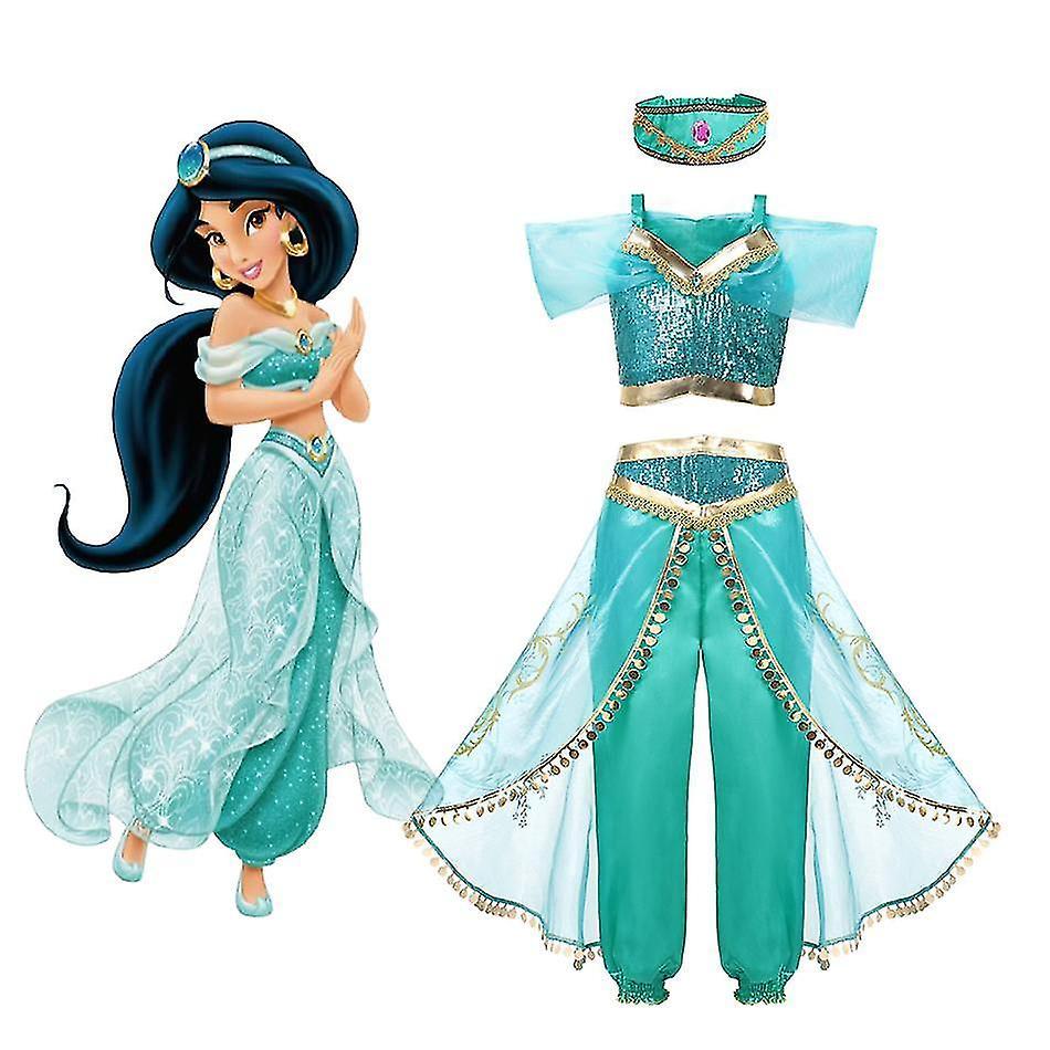 Jasmine Princess Costume Of Girls Aladdin The Magic Lamp Halloween Carnival Cosplay Costume WHBYV 150