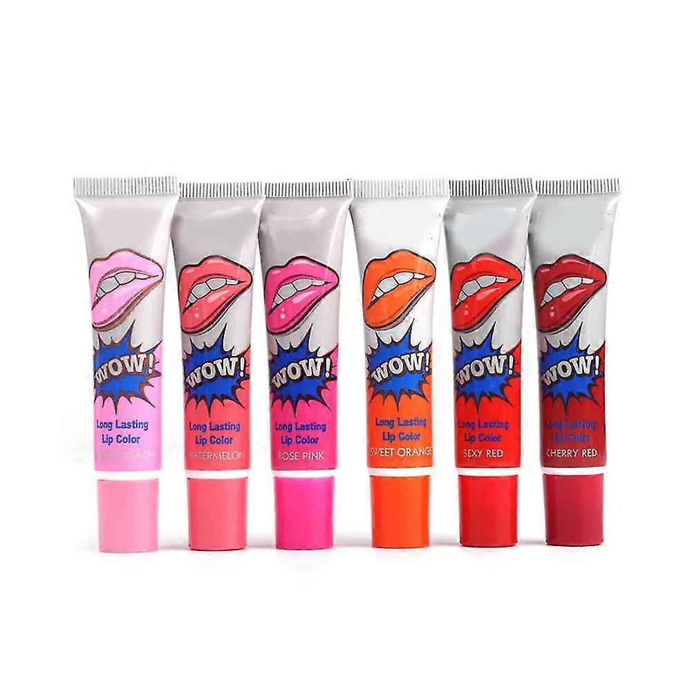 Aiducho 6pcs Peel-off Lipgloss Long Lasting Waterproof Tattoo Lip Stain Lipstick