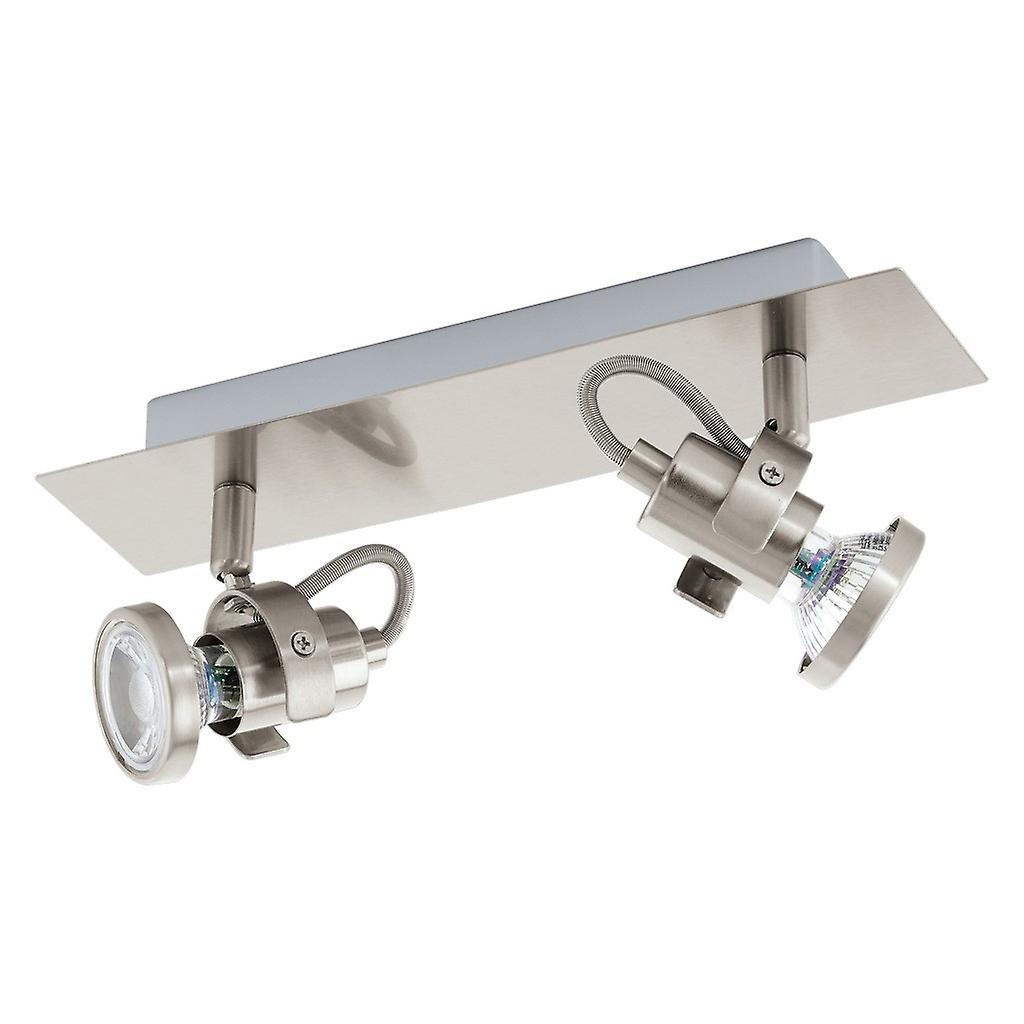 Eglo Lighting Tukon 2 Light Twin Adjustable Spotlight Satin Nickel, GU10