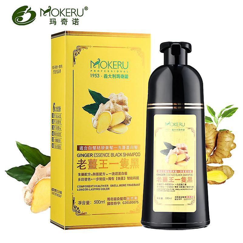 Atuto Mokeru 1pc Ginger Shampoo Herbal Non Allergic Natural Fast Blacking Gray Hair Dye Black Shampoo Dye For White Hair Coloring 1pcs black 500ml