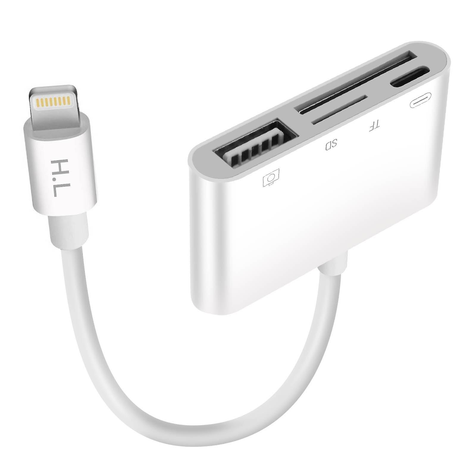 Avizar Card Reader for IPhone/iPad Lightning to USB/TF/Micro-SD/Lightning - White