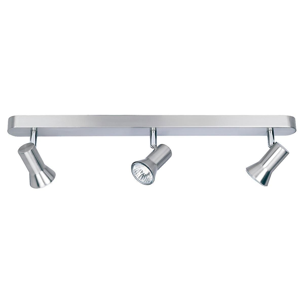 Magnum 3 Light Spotlights Bar Brushed Steel GU10