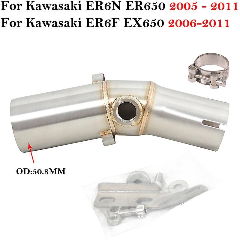 Muggys Slip On For Kawasaki Er6n Er6f Er650 Ex650 2005 - 2011 Motorcycle Exhaust System Escape Modify Muffler 51mm Middle Link Pipe stainless steel