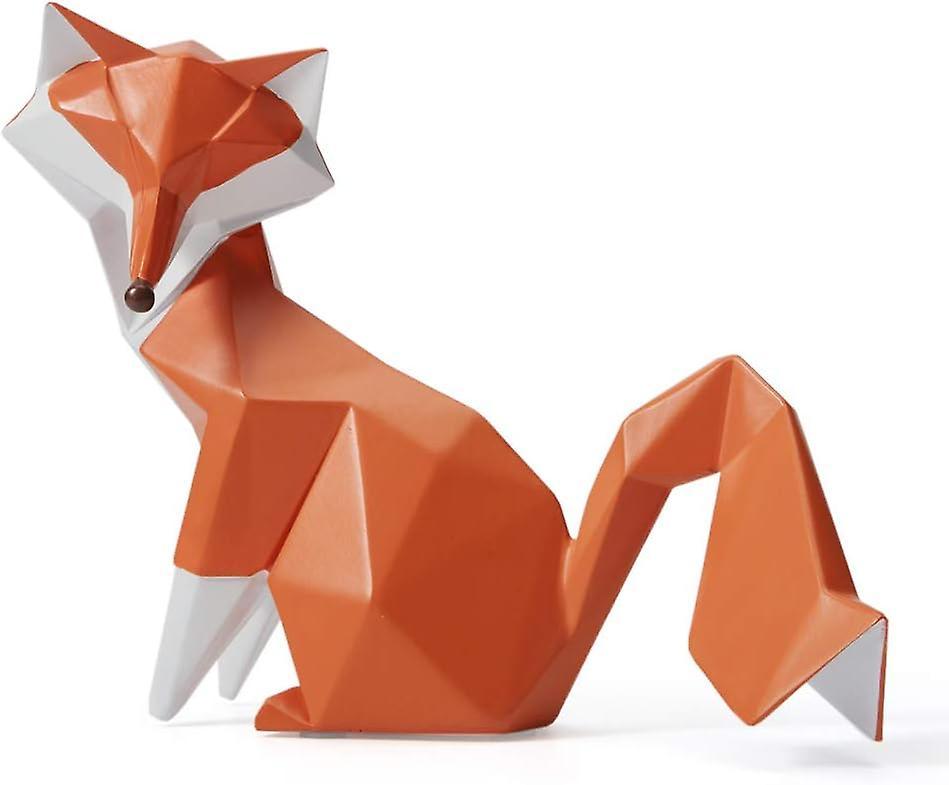 Heyone Fox Figurine Statue Gifts Geometric Sculpture Decor Polyresin Animal Arts 8.0 inch