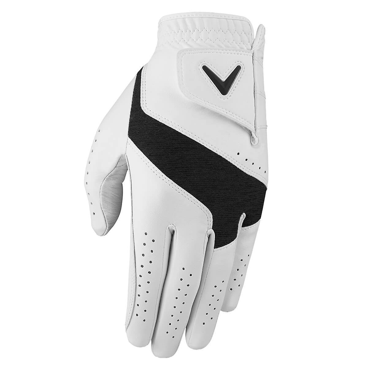 Callaway Golf Mens 2024 Fusion 24 Cabretta Leather Left Hand Golf Glove White/Charcoal L