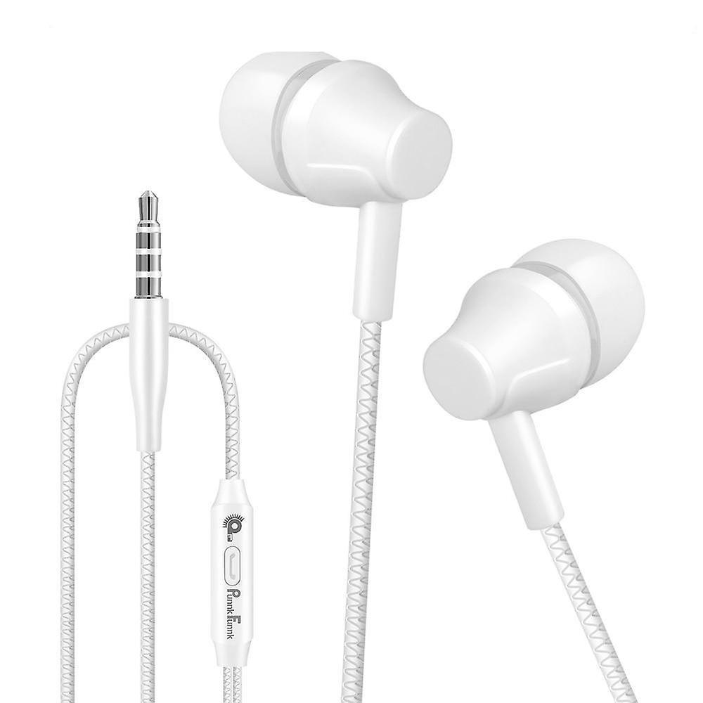 Slowmoose Wired Earphones Sport Headset 1.2m  In Ear Deep Bass Stereo Earbuds W/mic White-No Package