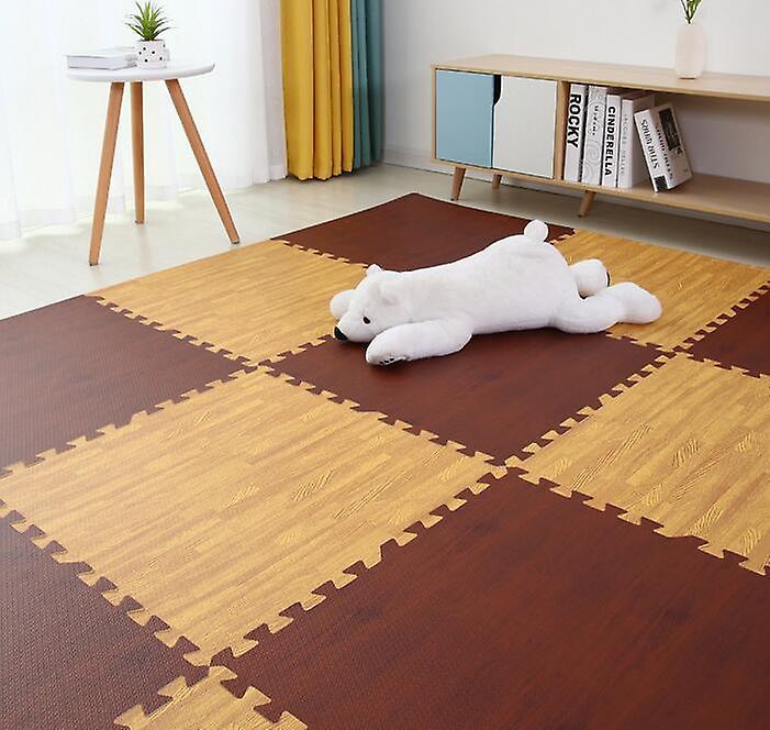 Slowmoose Wooden Puzzle Mat - Foam Soft Floor Interlocking Rug Living Room Gym Crawling MixI 18 pieces