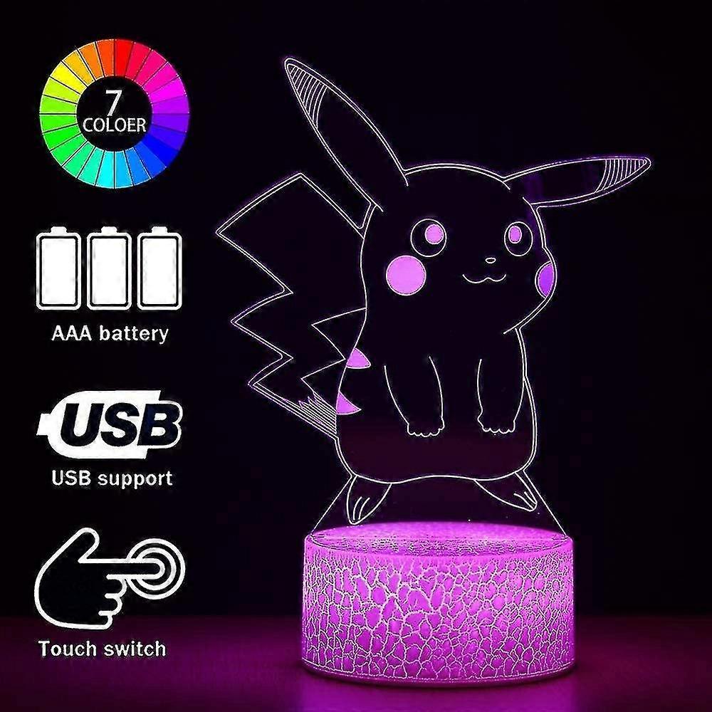 Yuheng 3d Pikachu Anime Lamp -pikachu Toys Color Change Decor Lamp With Remote & Smart Touch, Christmas And Birthday Gifts For Pikachu Fans