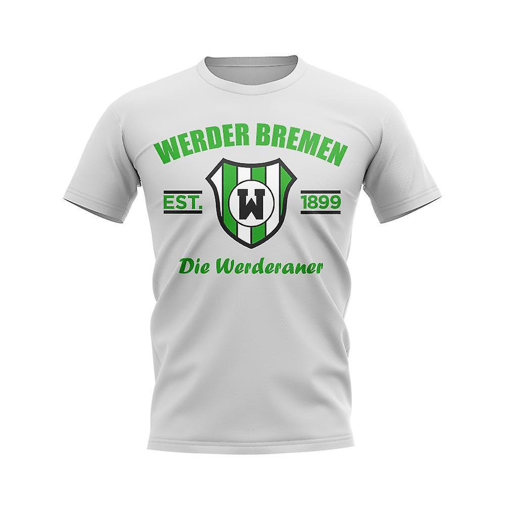 UKSoccerShop Werder Bremen Established Football T-Shirt (White) Womens XS (Size 8 - 30 inch Chest)