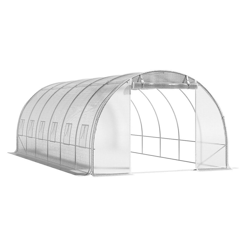 Living And Home White Outdoor Walk-in Tunnel Greenhouse with Steel Frame