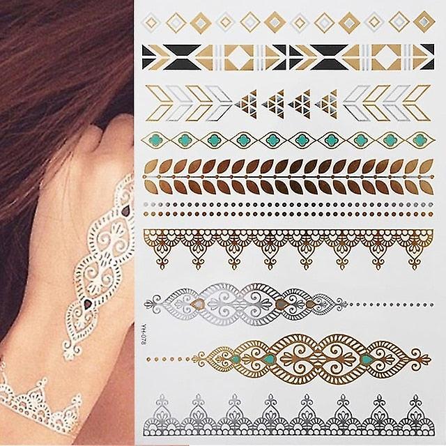 Slowmoose Flash Metallic Waterproof Tattoo Gold ,silver - Women Fashion Design Temporary YH078