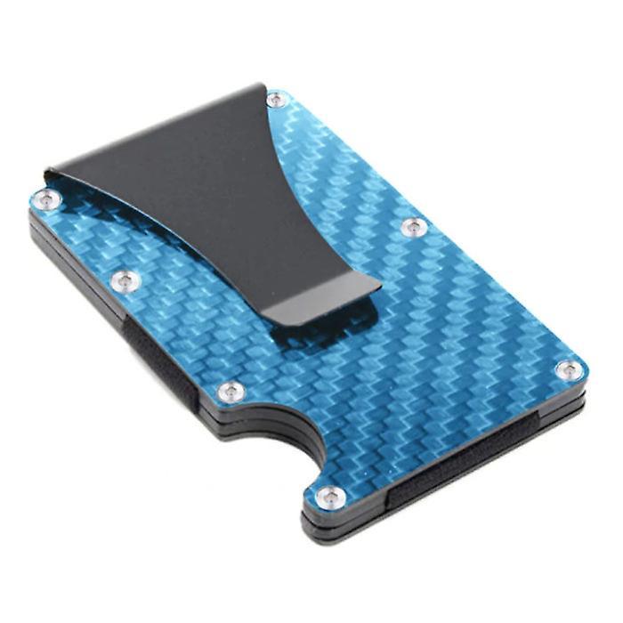 Gemeer Aluminum Carbon Fiber Wallet - Purse Wallet Card Holder Credit Card Money Clip - Blue