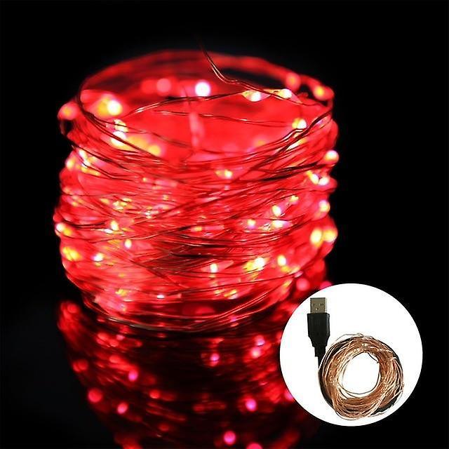 Slowmoose Usb & Battery Powered Waterproof Led String Lights Red 3AA Battery powered