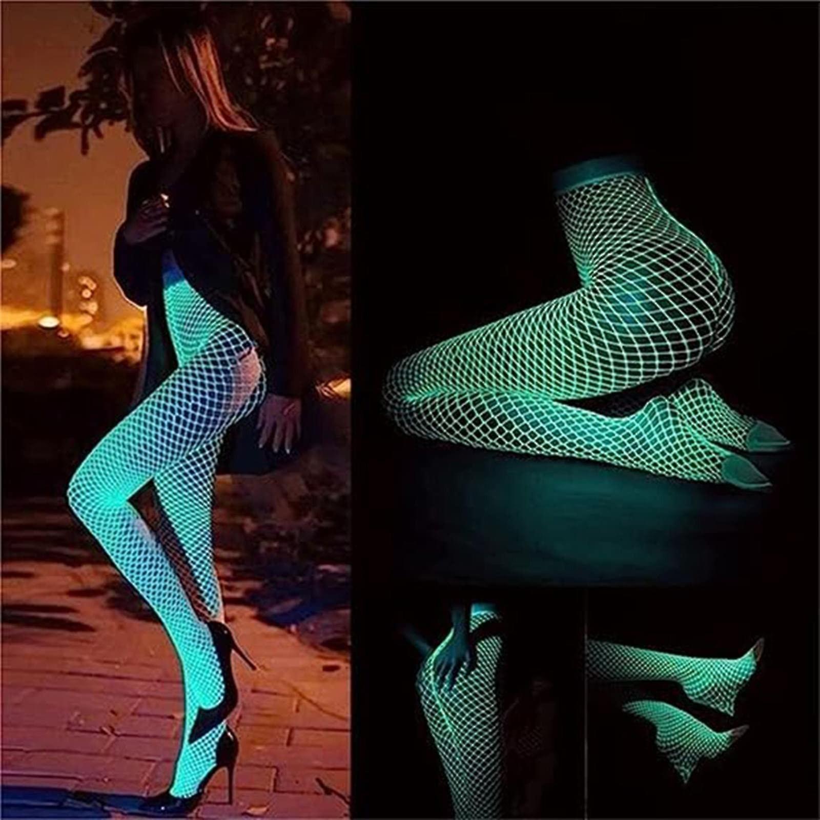 Kakanwo Fishnet Tights Luminous Fishnet Stockings Luminous Glowing Fishnet Socks Glow Tights White Fishnet Tights For Women Tights A Free Size