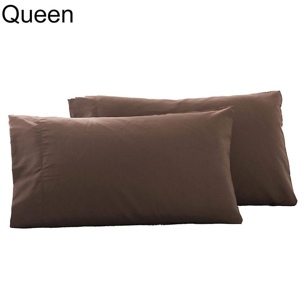 ZHOUBA 2Pcs Solid Color King Queen Pillow Case Home Bedroom Bed Cushion Cover Decor Coffee