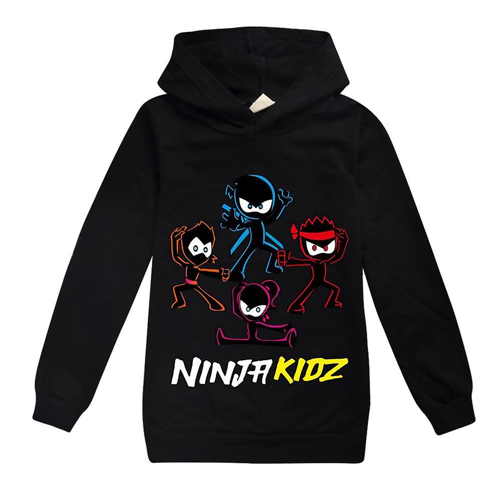 Shinestar Ninja Kidz Printed Hoodies Kids Boys Girls Long Sleeve Hooded Sweatshirt  Casual Pullover Jumper Tops Black 9-10Years