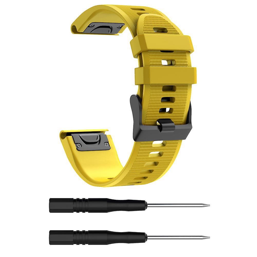 Fairnull 26mm Replacement Silicone Watch Strap Band for Garmin Fenix 6 Pro 5X Puls 3 HR Yellow