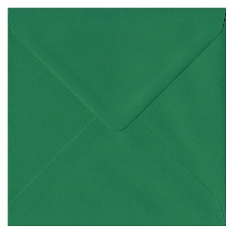 ColorSono Xmas Green Gummed 155mm Square Coloured Green Envelopes. 100gsm FSC Sustainable Paper. 155mm x 155mm. Banker Style Envelope. 25