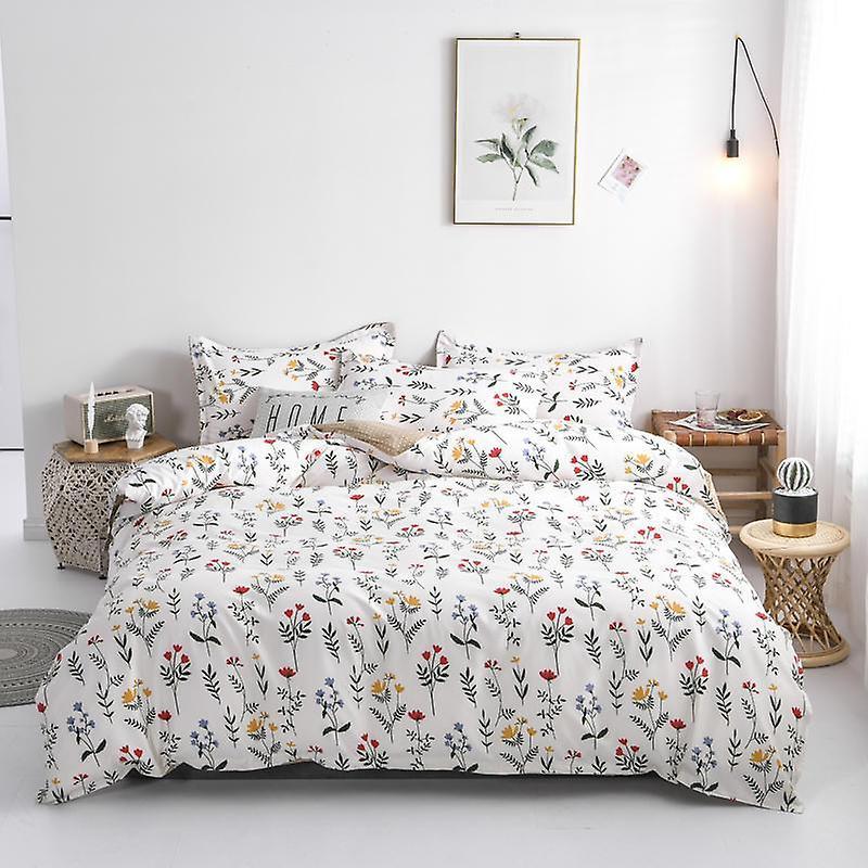 Slowmoose Pastoral Style Nature Plant Flower Print Bedding Sheet JMWW Queen 4pcs / Flat Bed Sheet