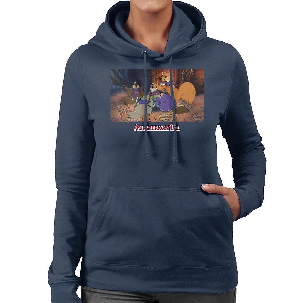 An American Tail Tiger Playing Cards Women's Hooded Sweatshirt Navy Blue XX-Large