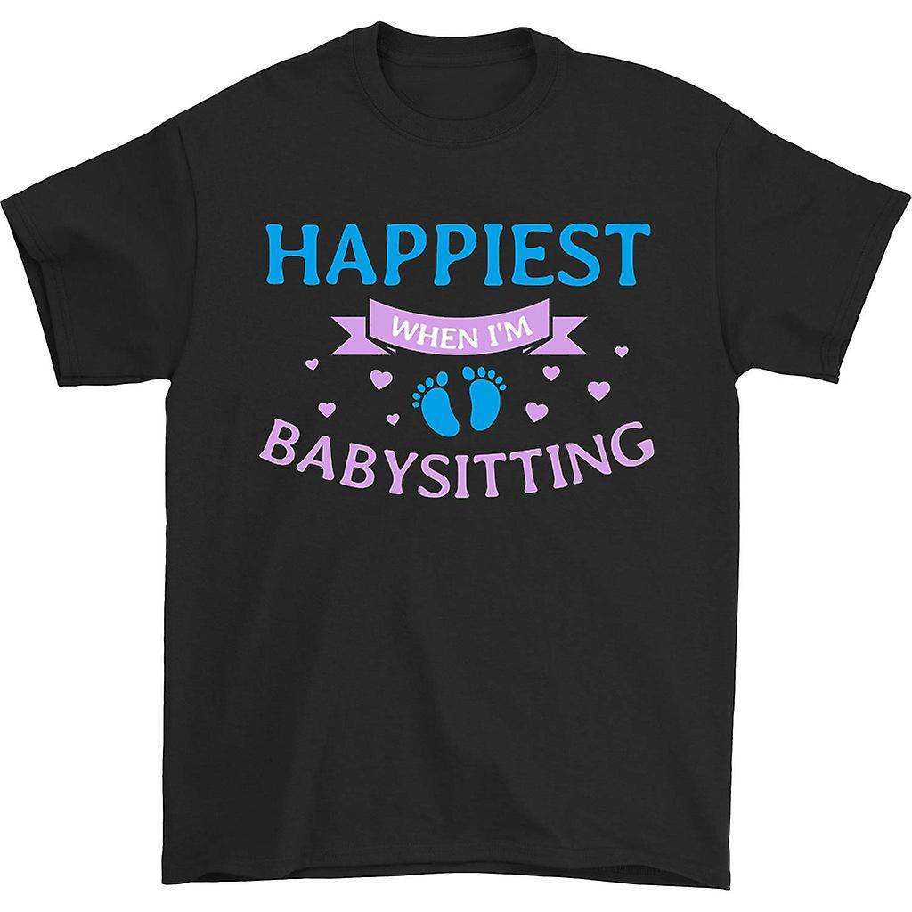 HISHARK Happiest when i'm babysitting t-shirt black