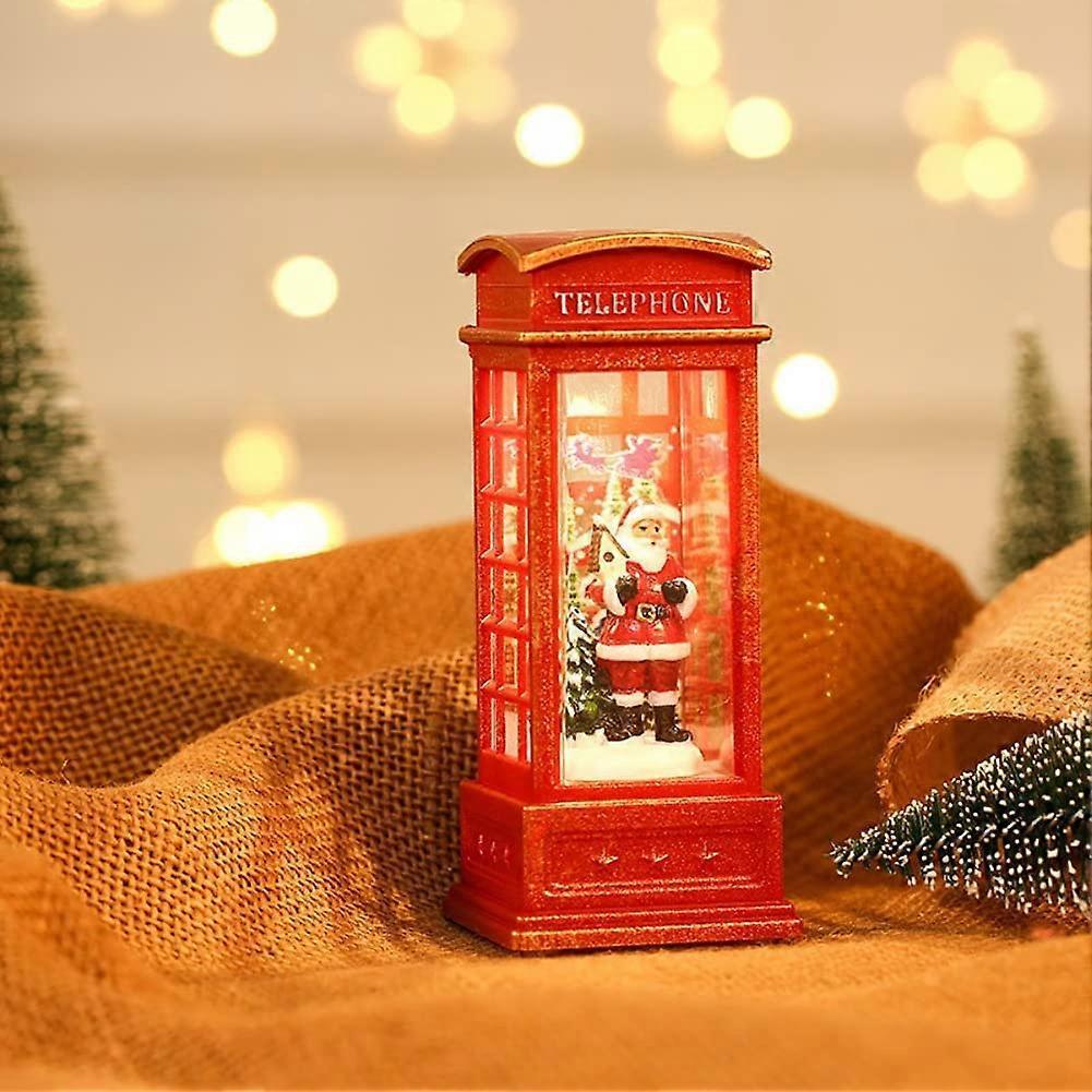 Linkrunning Vintage Red London Telephone Booth Lantern Christmas Ornaments