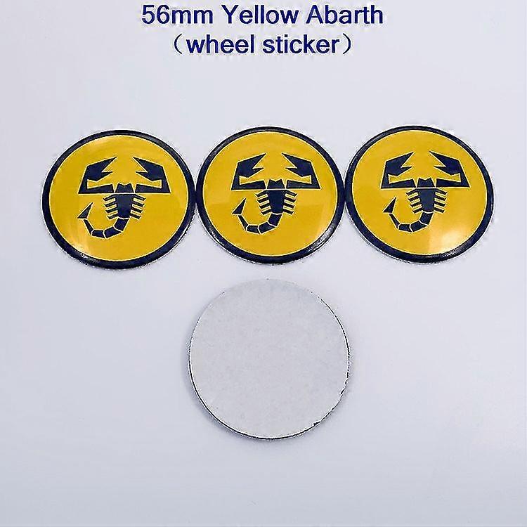 4pcs New 56mm Or 60mm Abarth Car Wheel Center Hub Cap Rim Refit Rat Cover Sticker Auto Accessories|car Stickers| # YoGu Yellow Abarth with 56mm sil...