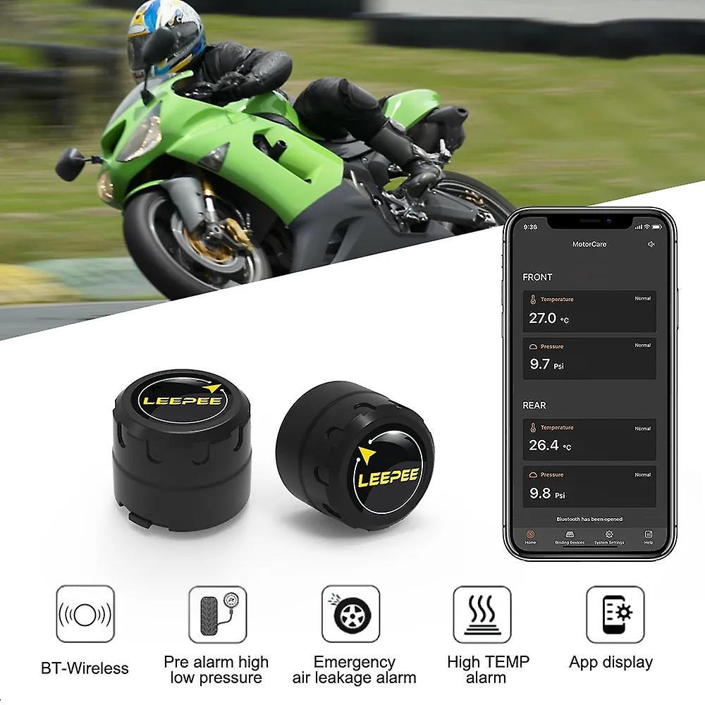 Tire Pressure Detector Motorcycle Tpms With 2 External Sensors Bluetooth-compatible 4.0 5.0 Android/ios Tire Pressure Monitoring System