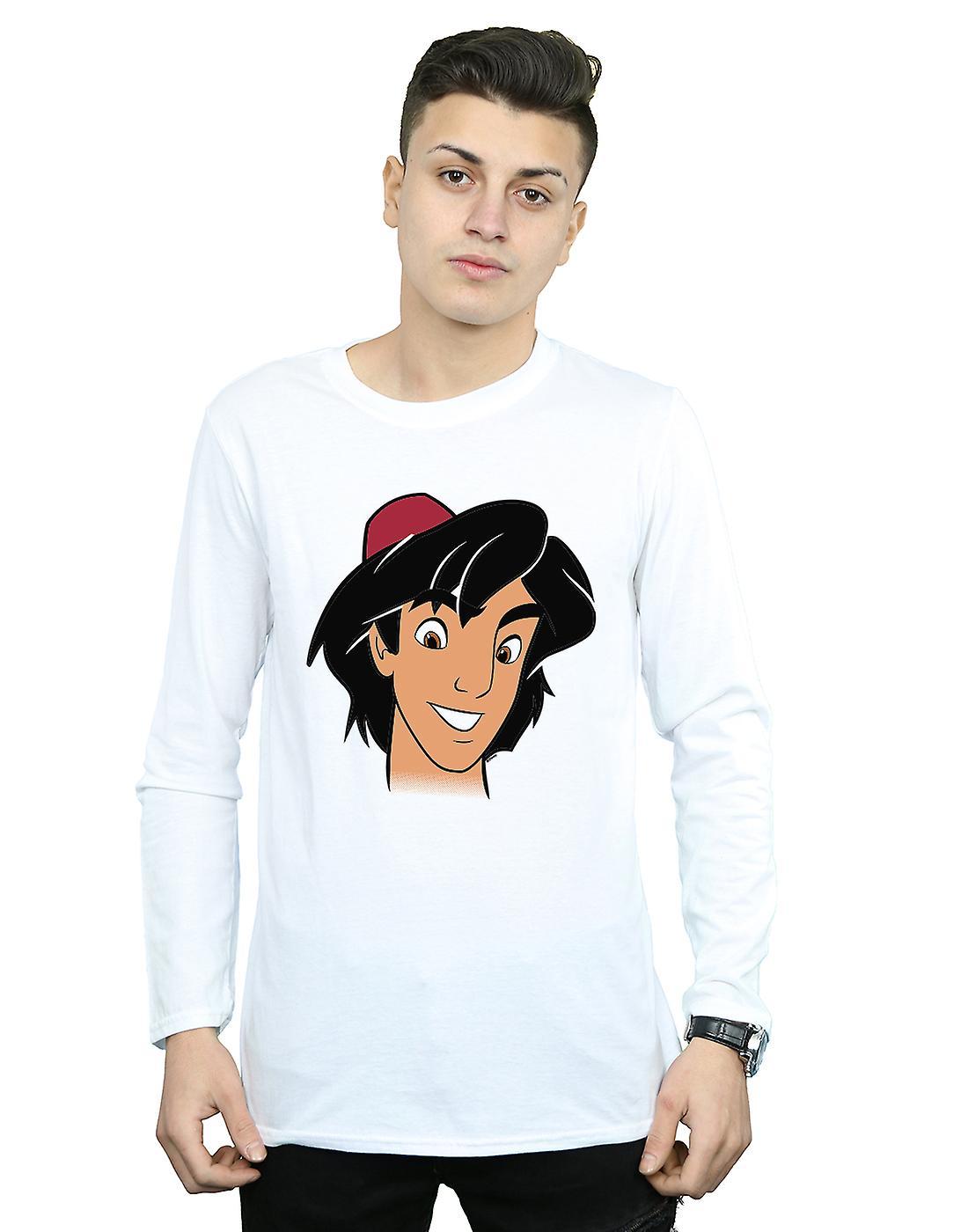 Absolute Cult Disney Men's Aladdin Headshot Long Sleeved T-Shirt White Medium