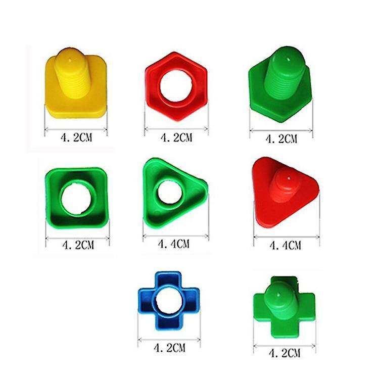 Slowmoose 4 Sets/lot Screw Building Blocks - Plastic Insert Blocks, Nut Shape Toy