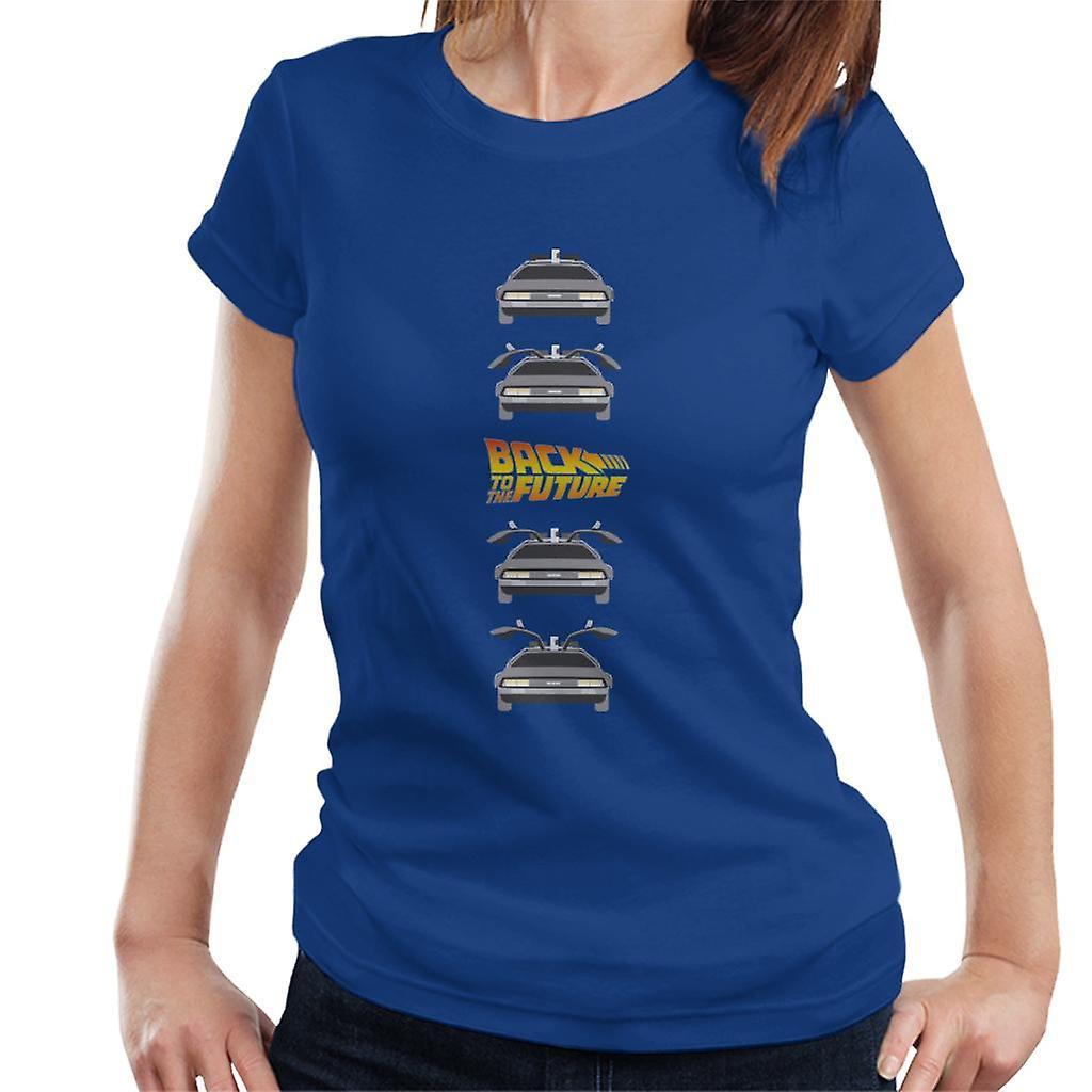 Back to the Future Delorean Doors Opening Women's T-Shirt Royal Blue XX-Large