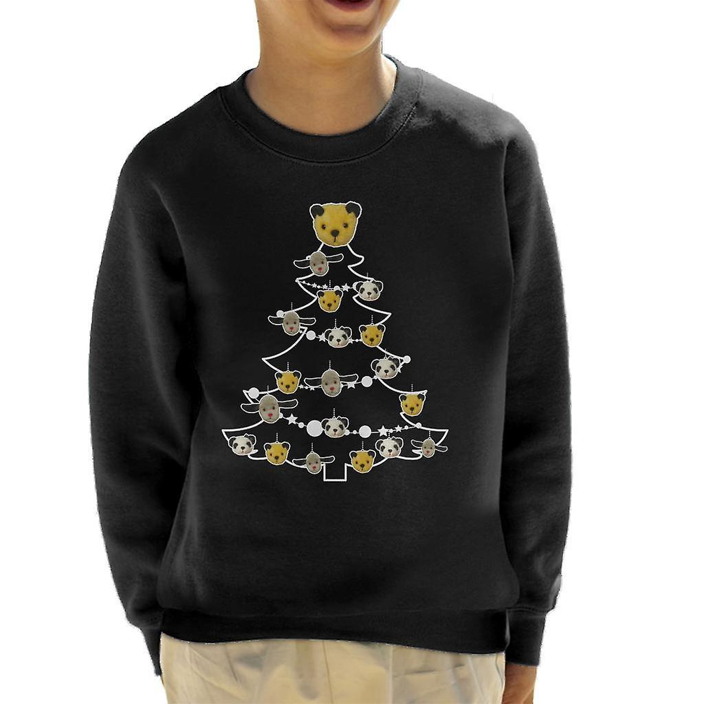 Sooty Christmas Tree White Silhouette Kid's Sweatshirt Black Medium (7-8 yrs)