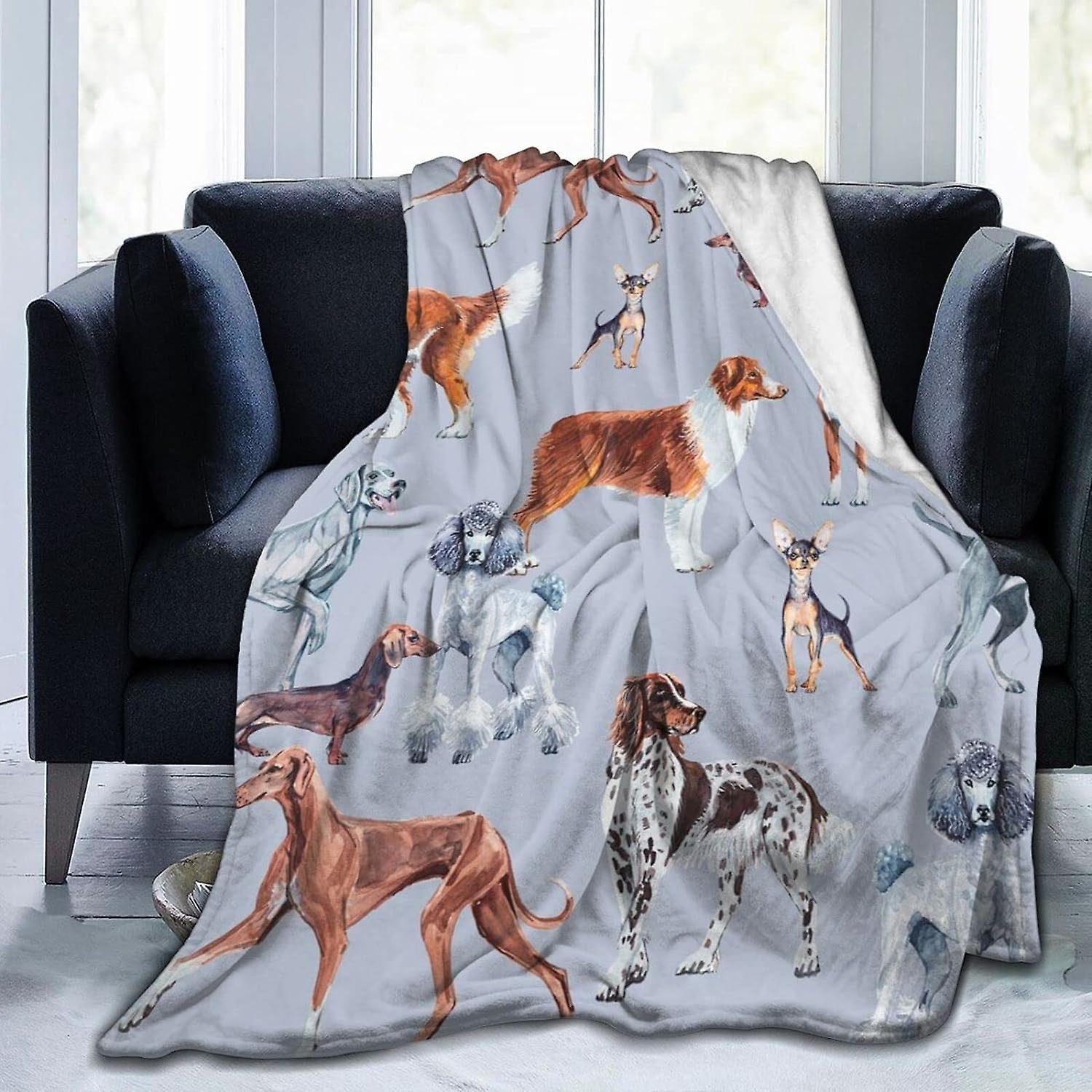 Kerota Dogs Boxer Dachshund Greyhound Poodle Lightweight Flannel Blanket Throw Blanket Soft Washable for Couch Bed 50x40in 125x100cm