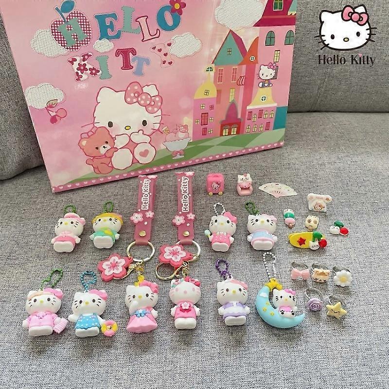 Sanne 2023 Advent Calendar 24pcs Hello Kitty Christmas Advent Calendar Kawaii Sanrio Random Anime Figures Keychain Gift Box Children Toy Girls Hell...