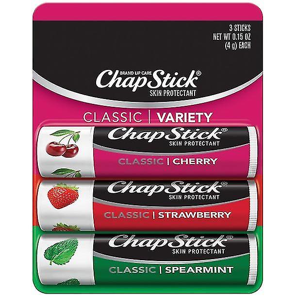 Chapstick classic cherry, spearmint and strawberry lip balm, 0.15 oz, 3 pack