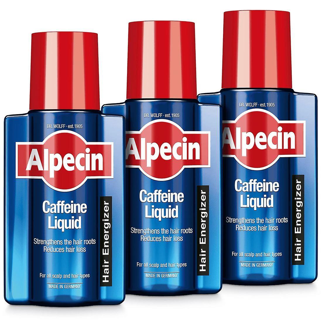 3 x Alpecin Caffeine Liquid Hair Energizer Shampoo Natural Growth Formula 200ml