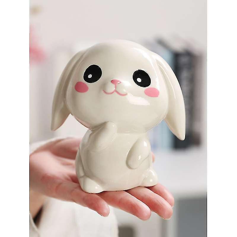 Tianzun Rabbit Piggy Bank Coin Bank Money Bank Money Saving Box Coin Savings Jar Bunny Toy Birthday Gift For Kids Keepsake Home Decor White