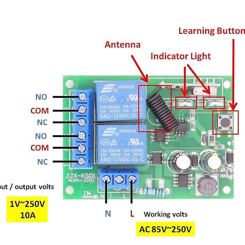 Remote Controls 433mhz Remote Control Switch For Light,door, Garage Universal Remote Ac 85v ~ 250v 110v 220v 2ch Relay Receiver And Controller| |  ...