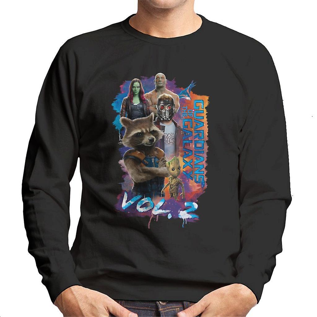 Marvel Guardians Of The Galaxy Vol 2 Galactic Character Montage Men's Sweatshirt Black Medium