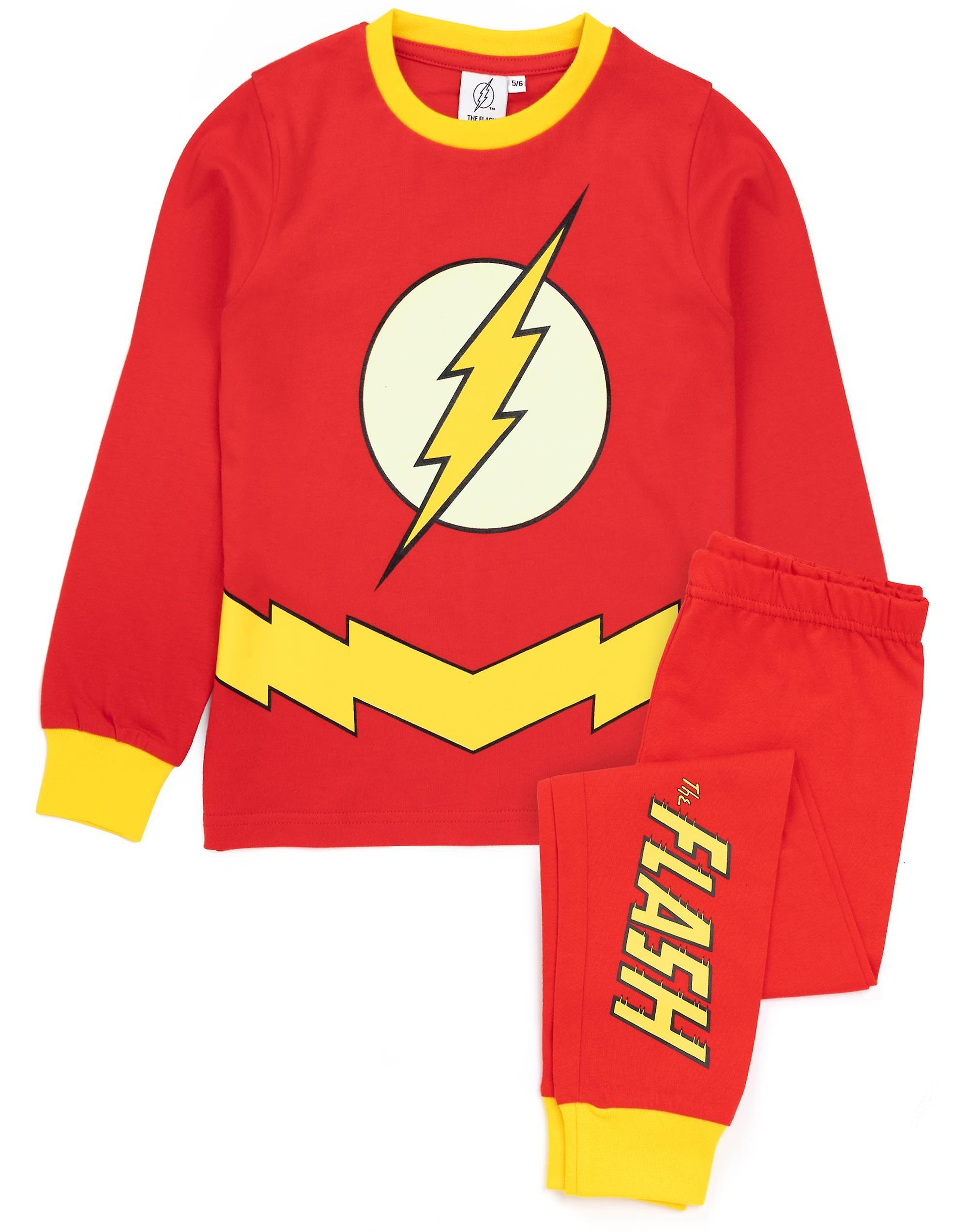 Vanilla Underground DC Comics Boys Long Sleeve Long Leg Pyjama Set Red The Flash 10-11 Years