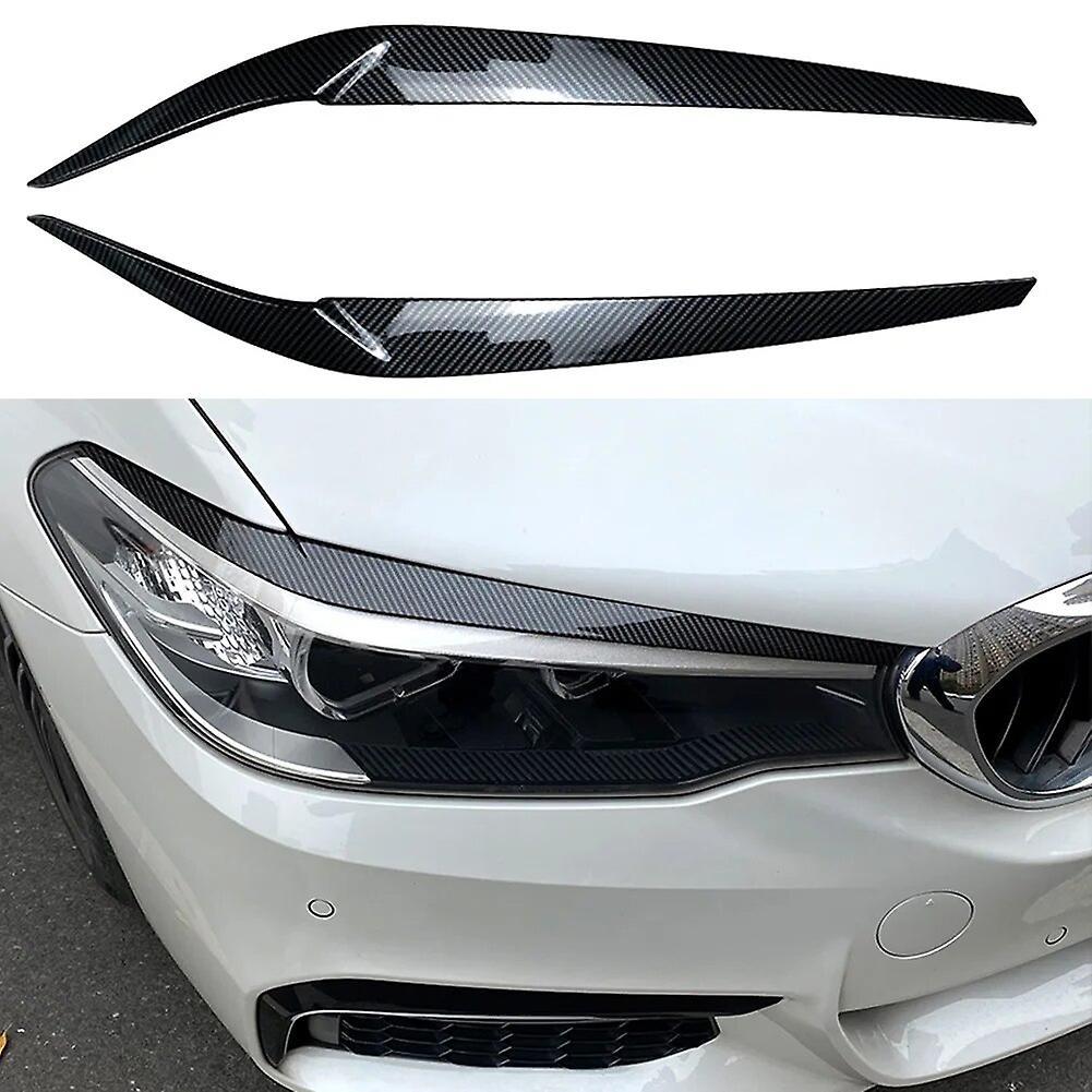 Bicaco Black Carbon Fiber Headlight Eyelid Eyebrow Trim For Bmw 5 Series G30 G31 G38 F90 M5 525i 530i 540i 2017-2021 Carbon Fiber look