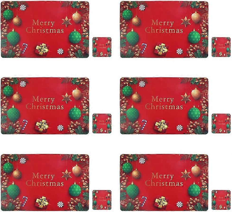 Linkrunning Christmas Placemats and Coasters, Set of 12