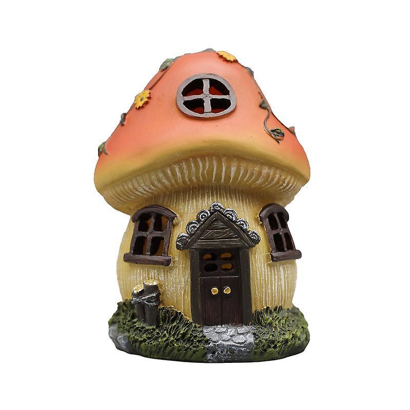 Wfuo Solar Lamp Mushroom House Shape Lamp Outdoor Garden Waterproof Garden Lamp Lawn Lighting Ornaments