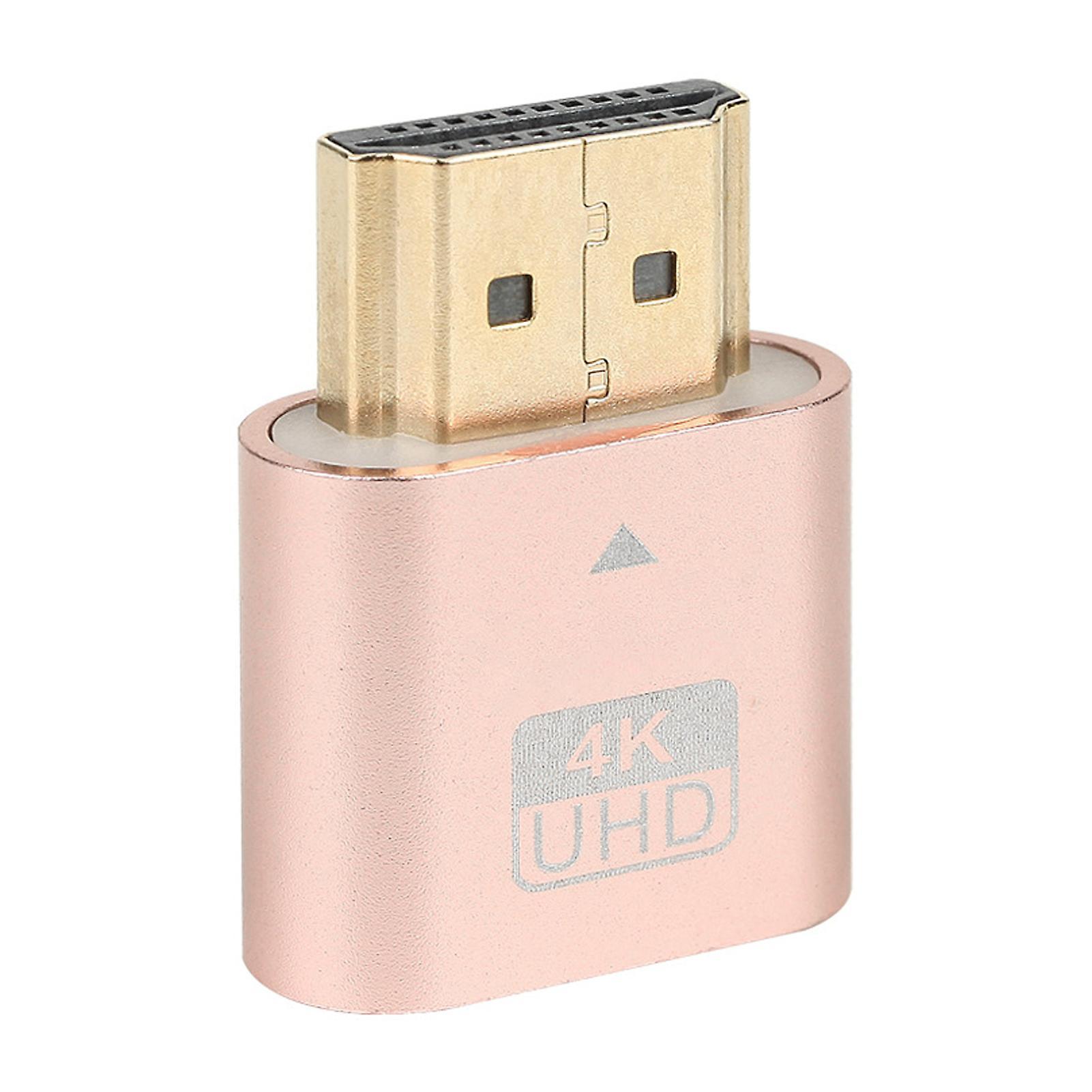 Hislaves 4K HDMI-compatible Dummy Plug Virtual Monitor Display Emulator Headless Virtual Display Adapter Rose Gold With Light