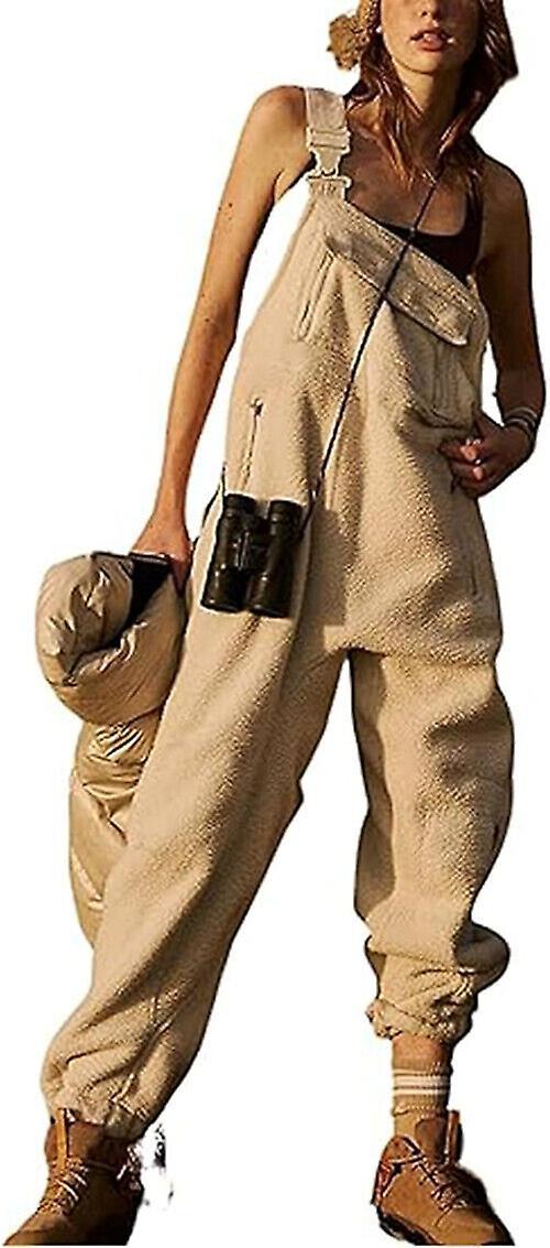 Clearv Sherpa Overalls, Sherpa Overalls Women, Sherpa Fleece Overalls Ivory White S